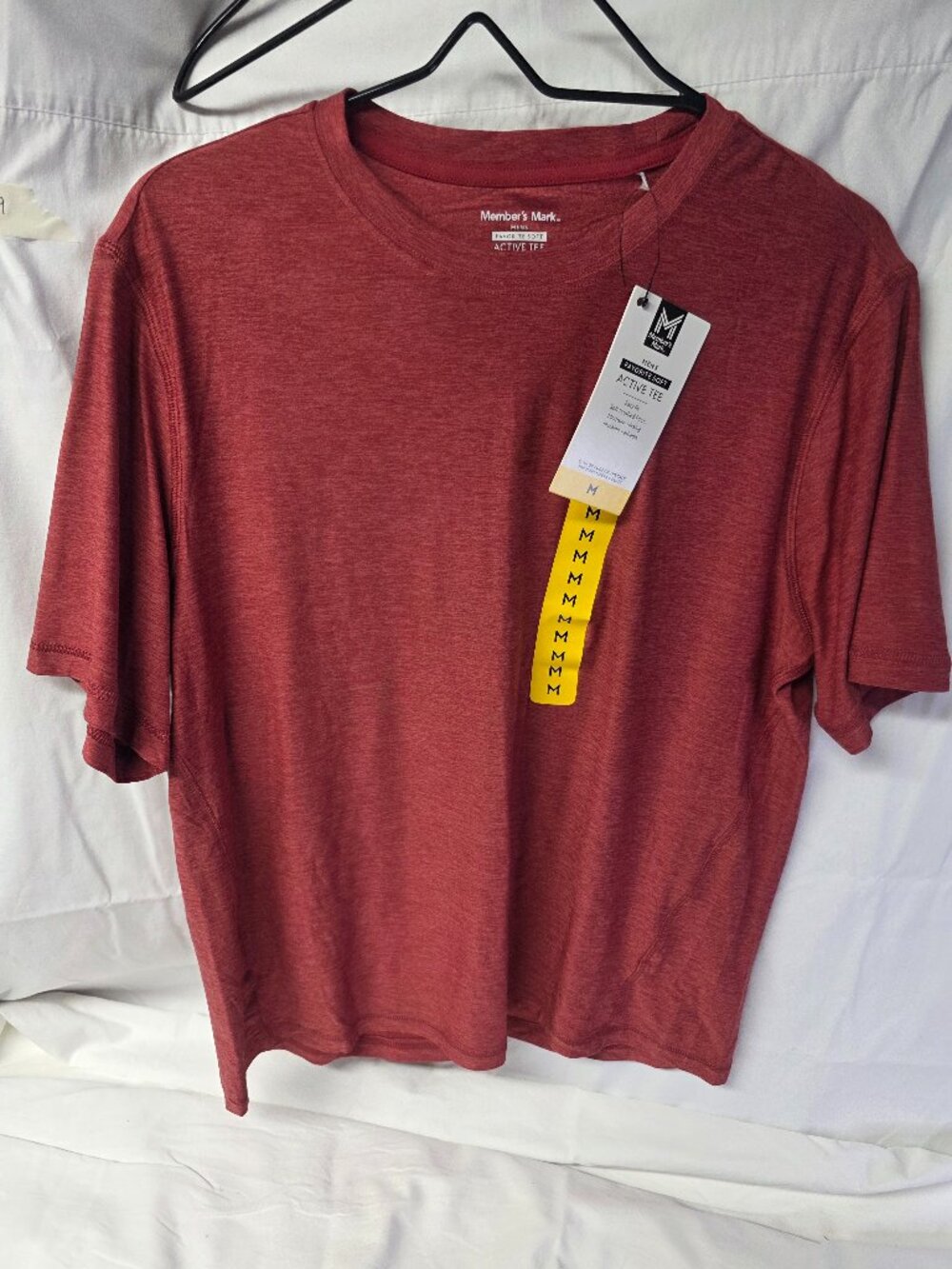 Member's Mark Men's Favorite Soft Active Tee Red Dahlia Heather M NWT Wicking